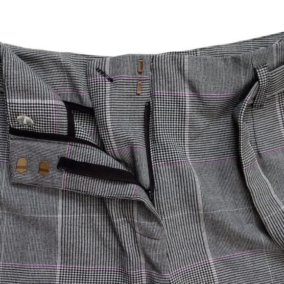 WHO WHAT WEAR WOMEN'S PLAID HIGH-WAIST PANTS SIZE 4. COLOR BLACK, WHITE, PURPLE - Picture 10 of 15